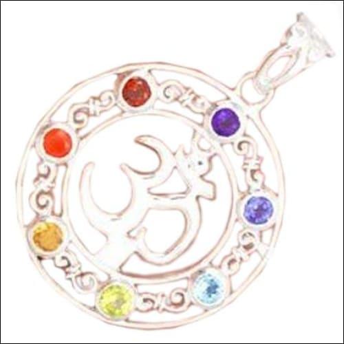 Om Style Chakra 925 Silver Pendant Om Design Pendants Chakra Multistone Pendants