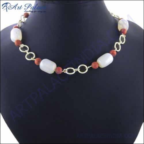 Party Wear 925 Sterling Silver Gemstone Necklace