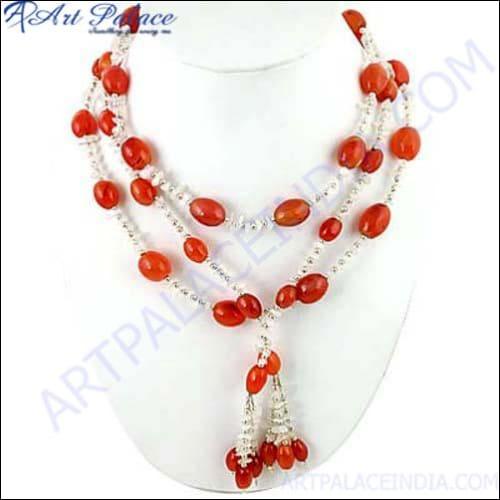 Party Wear 925 Sterling Silver Gemstone Necklace