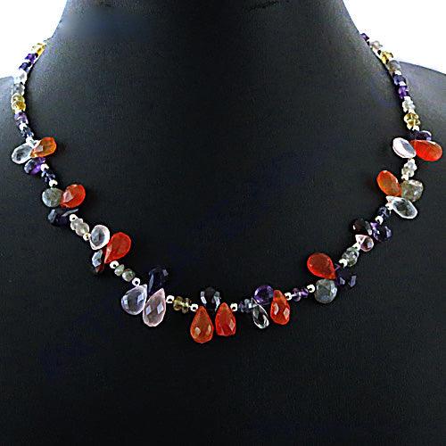 Party Wear 925 Sterling Silver Gemstone Necklace Magnificent Beads Necklace Superb Necklace