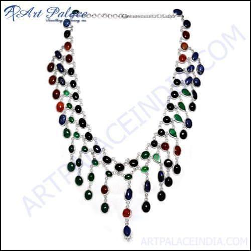 Party Wear Black Onyx 925 Silver Necklace