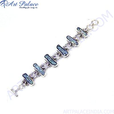 Party Wear Designer Amethyst & Fresh Water Pearls Silver Gemstone Bracelets Trendy Bracelet Precious Gemstone Bracelet