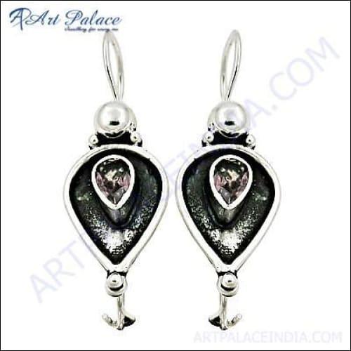 Party Wear Designer Amethyst Silver Earring