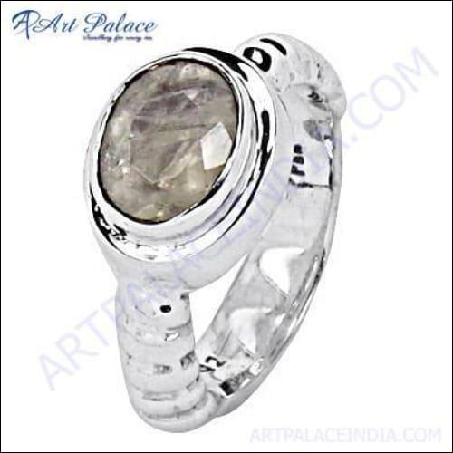 Party Wear Designer Cubic Zirconia Gemstone Silver Ring, 925 Sterling Silver Jewelry