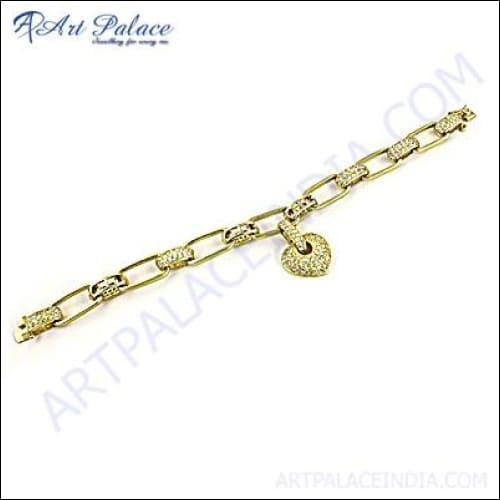 Party Wear Designer Cubic Zirconia Gold Plated Silver Bracelet Faceted Cz Bracelet Adorable Cz Bracelet