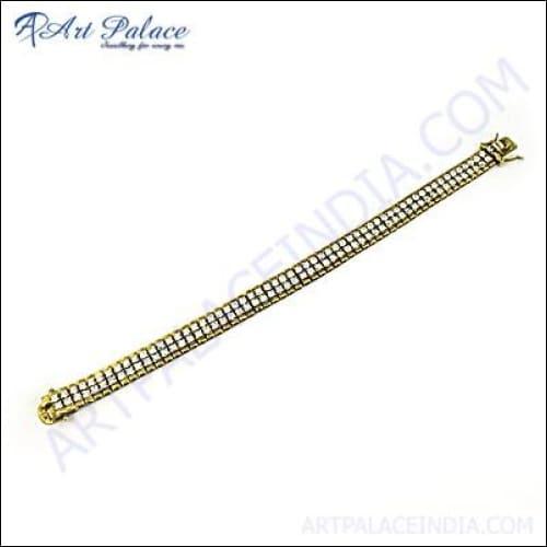 Party Wear Designer Cubic Zirconia Gold Plated Sterling Silver Bracelet Adjustable Cz Bracelet Superb Cz Bracelet