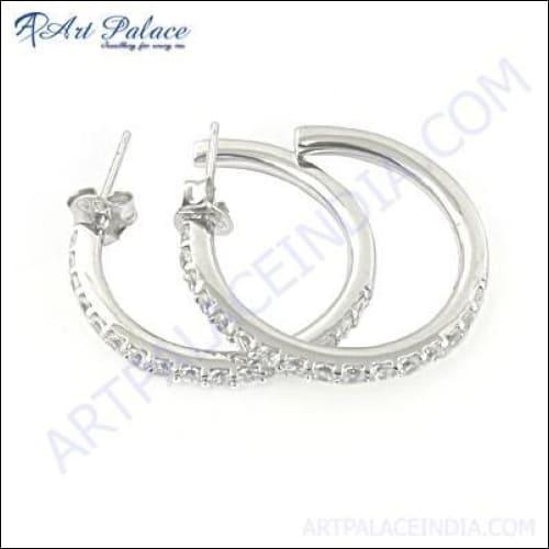 Party Wear Designer Cubic Ziroconia Gemstone 925 Silver Earrings