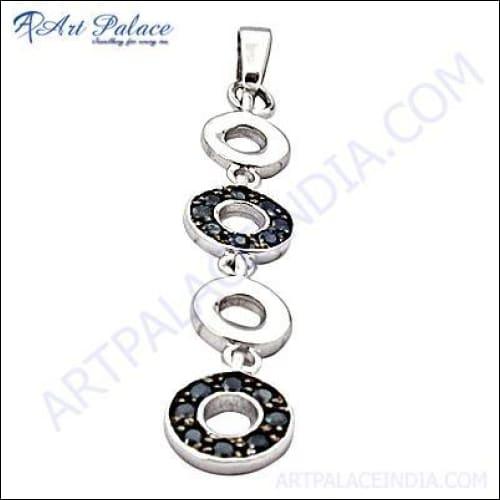 Party Wear Designer Silver Gemstone Pendant, Cubic Zirconia Jewelry
