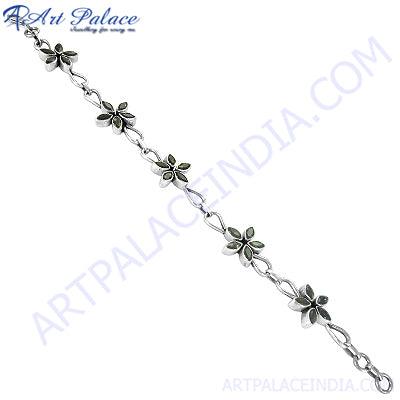 Party Wear Flower Designer Silver Smokey Quartz Gemstone Bracelets Floral Design Bracelet Pretty Bracelet