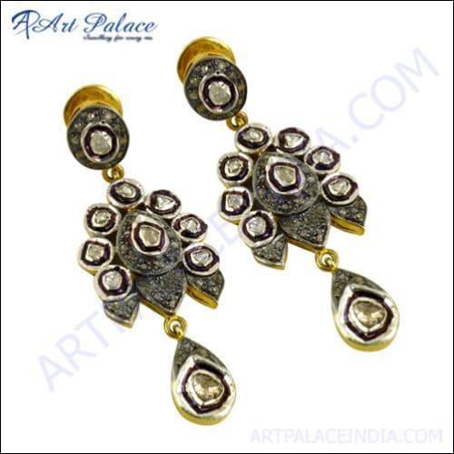 Party Wear Gold Plated Diamond Silver Earrings Cool Victorian Earrings Designer Victorian Earrings