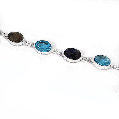 Party Wear Multi Stone German 925 Silver Bracelet Exquisite Gemstone Bracelet German Silver Bracelet