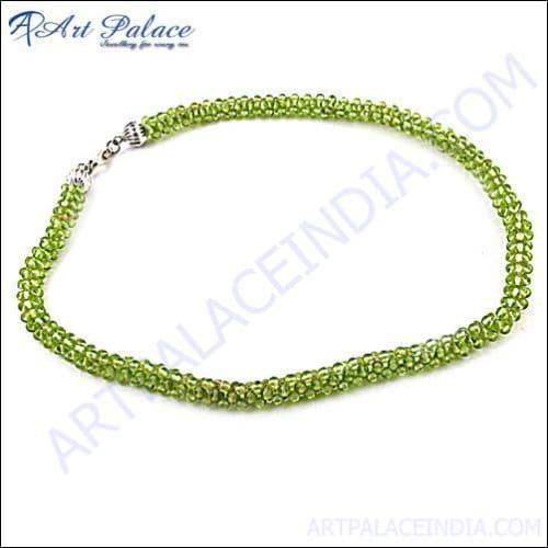 Party Wear Peridot Silver Necklace Beaded Necklace Peridot Beaded Necklace Beaded Silver Necklace