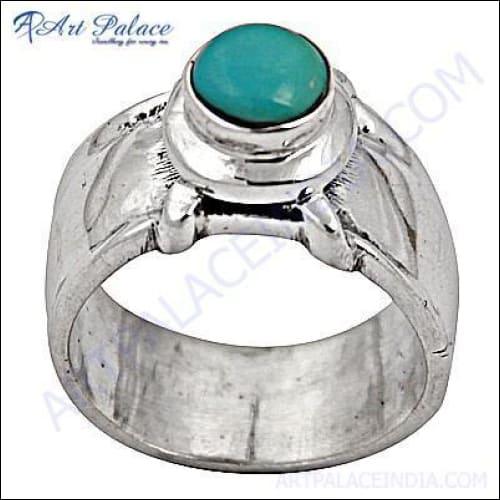 Party Wear Turquoise Gemstone Silver Ring