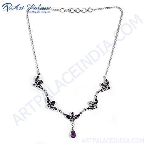 Popular Design Amethyst Silver Necklaces