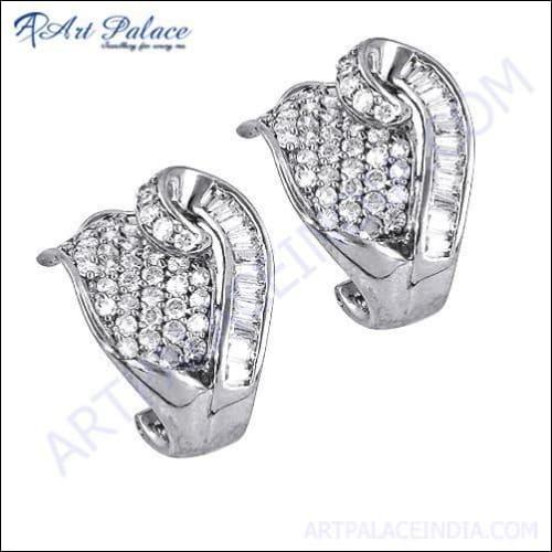 Popular Design Cubic Zirconia Silver Earrings