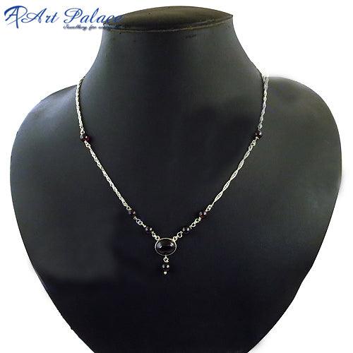 Popular Design Garnet Sterling Silver Necklace