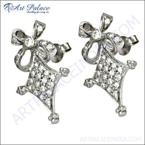 Precious Antique Cubic Zirconia Gemstone 925 Silver Earrings Glitzy Cz Earrings Solid Cz Earrings
