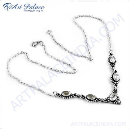 Precious Cubic Zirconia Gemstone 925 Silver Necklace Excellent Cz Necklace Cz Necklaces