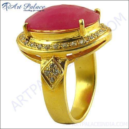 Precious Wedding Wear Gold Plated Silver Ring