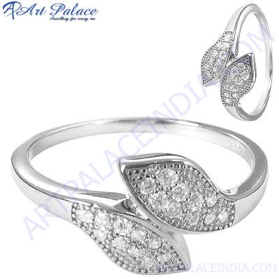 Pretty 925 Sterling Silver CZ Fancy Shape Engagement Ring Artisan Cz Rings Certified Cz Rings