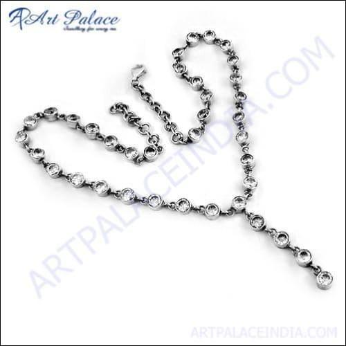 Pretty Cubic Zirconia Gemstone 925 Silver Necklace Adjustable Cz Necklace Newest Cz Necklace