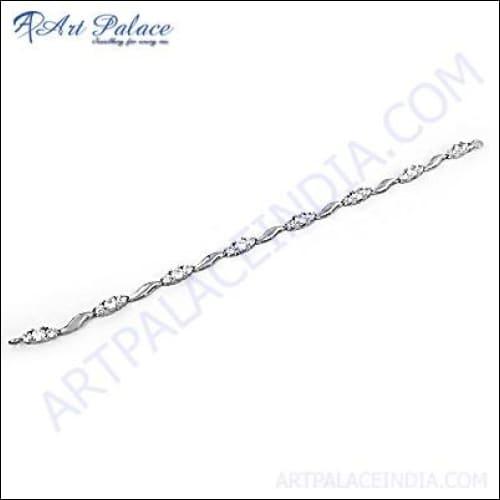Pretty Cubic Zirconia Gemstone Silver Bracelet Classic Cz Bracelet Glittering Cz Bracelet