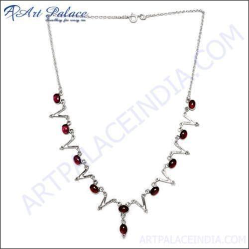 Pretty Garnet Silver Necklace