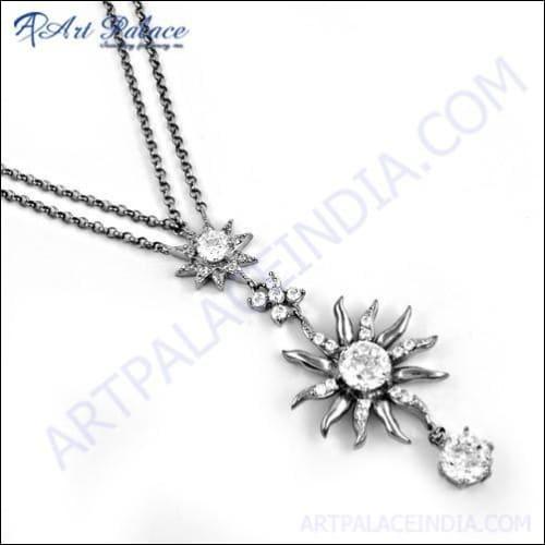 Pretty Girl's Wear CZ Silver Necklace