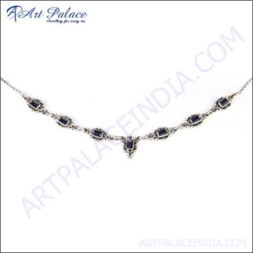 Pretty Iolite Gemstone Silver Necklace Iolite Gemstone Necklace Adorable Necklace Trendy Necklace