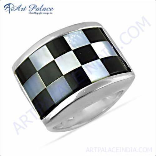 Pretty New Arrival Inley Gemstone Silver Ring