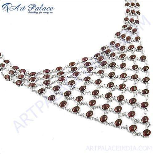 Pretty Wear Garnet Silver Necklace