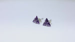 Load and play video in Gallery viewer, Silver Trillion Cut Amethyst Stud Earrings for Women
