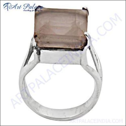 Princess Rose Quartz Gemstone Silver Ring Square Shape Rings Rosequartz Rings