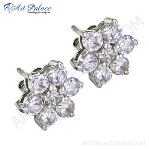 Quality Blue Topaz Gemstone Sterling Silver Earrings Jewelry Gemstone Stud Earrings Cutstone Silver Earrings