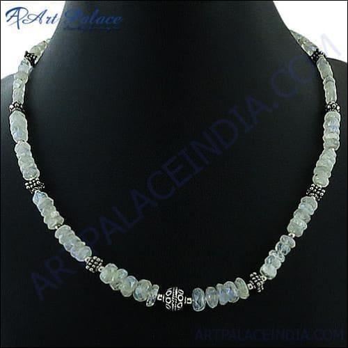 Rainbow Moonstone Gemstone 925 Silver Necklace