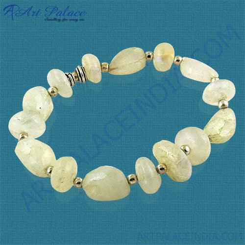 Rainbow Moonstone Silver Bracelet for Wholesale, 925 Sterling Silver Jewelry Beaded Bracelt Trendy Bracelet