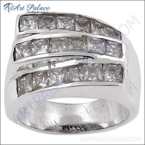 Ravishing Cubic Zirconia Gemstone Silver Ring