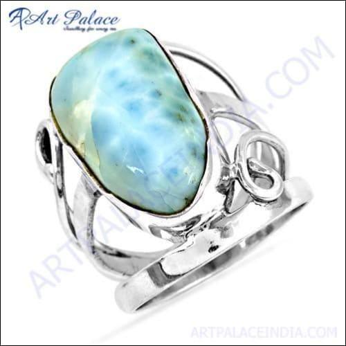 Ravishing Larimar Gemstone Sterling Silver Ring, 925 Sterling Silver Jewelry