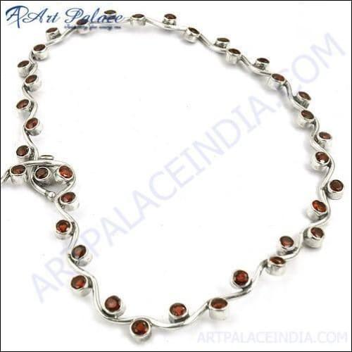 Red Garnet 925 Silver Earring Necklace