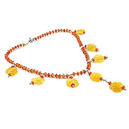 Red Onyx and Yellow Aventurine Stone 925 Silver Necklace Faceted Beads Necklace Adorable Beads Necklace