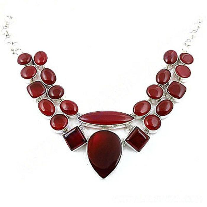 Red Onyx Gemstone German 925 Silver Necklace Awesome Gemstone Necklace Latest Necklace