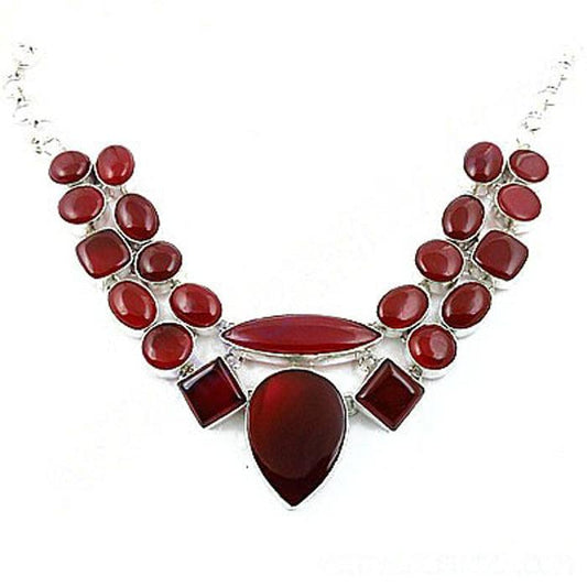 Red Onyx Gemstone German 925 Silver Necklace Awesome Gemstone Necklace Latest Necklace