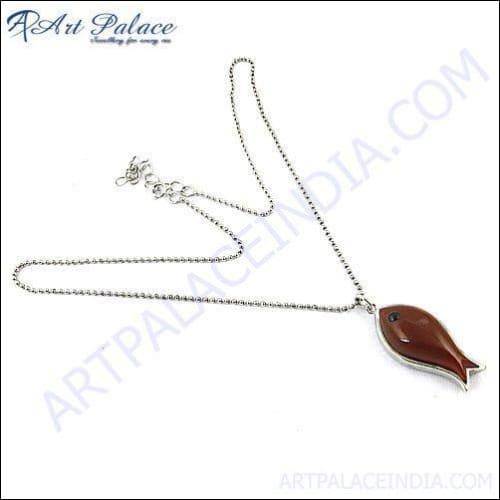 Red Onyx Gemstone Necklace in 925 Silver
