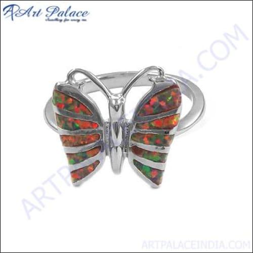 Rocking Butterfly Style Gemstone Ring Butterfly Inlay Rings Inlay Silver Rings