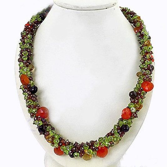 Rocking Style Multi Stone 925 Silver Necklace Colorful Beaded Necklace Fantastic Necklace