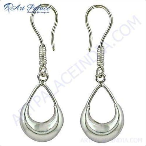 Rocking Style Plain Silver Dangle Earrings
