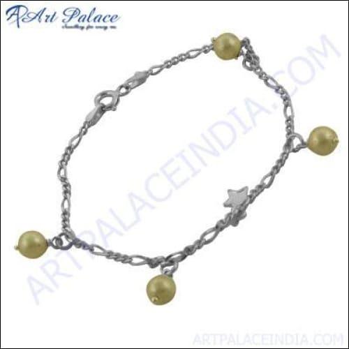 Romantic 925 Silver Gemstone Bracelet Pearl Beaded Bracelet Fashion Beaded Bracelet