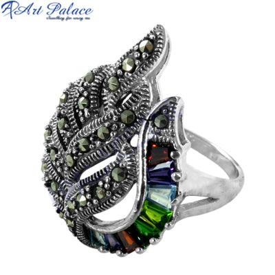Romantic Indian Gemstone Silver Ring Superior Marcasite Rings Precious Gemstone Rings