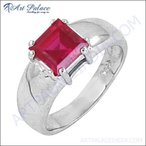 Romantic Pink Cubic Zirconia Gemstone Silver Ring Square Pink Cz Rings Beautiful Cz Rings
