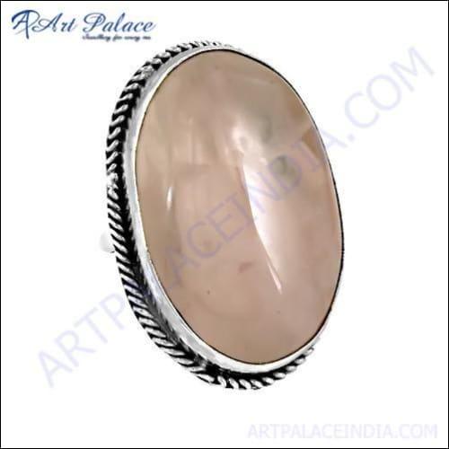 Romantic Rose Quartz Gemstone 925 Silver Ring